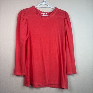 Sundry Ruffle neck top coral long sleeve size 2